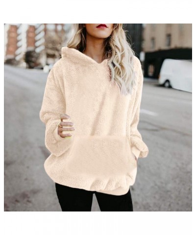 Pullover Hoodie Women Plus Size,Womens Sherpa Pullover Fuzzy Fleece 1/4 Zip Sweatshirt Oversized Hoodies Pockets Z41-beige $6...