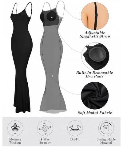 Women Bodycon Maxi Dresses Sleeveless Spaghetti Strap Long Dress Elegant Built-in Bra Tight Mermaid Dress C:black $20.30 Dresses