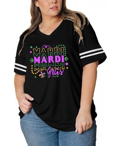 Plus Size Women's Mardi Gras Shirts St. Patrick's Day V Neck Tops 1X-4X Mardi Gras $11.47 T-Shirts