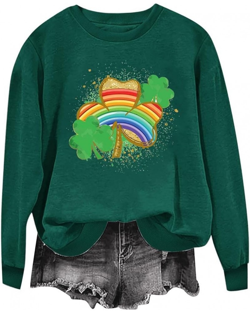 St Patrick Day Sweatshirts for Women Leopard Shamrock Clover Print Lucky Tunic Tops Crew Neck Long Sleeve Trendy Shirts 06-gr...