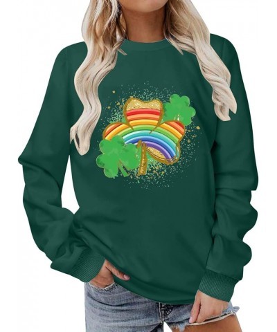 St Patrick Day Sweatshirts for Women Leopard Shamrock Clover Print Lucky Tunic Tops Crew Neck Long Sleeve Trendy Shirts 06-gr...