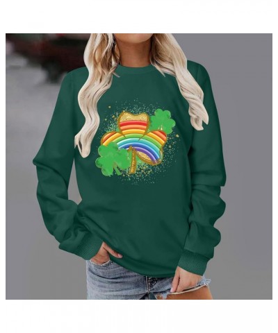 St Patrick Day Sweatshirts for Women Leopard Shamrock Clover Print Lucky Tunic Tops Crew Neck Long Sleeve Trendy Shirts 06-gr...