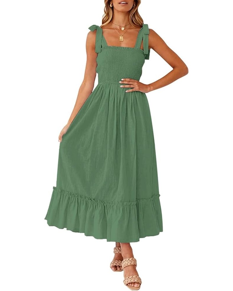 Summer Dresses 2023 Boho Maxi Ruffle Dresses Smocked Dress for Women 018-green $20.39 Dresses