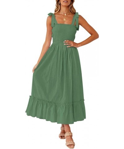 Summer Dresses 2023 Boho Maxi Ruffle Dresses Smocked Dress for Women 018-green $20.39 Dresses