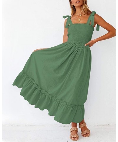 Summer Dresses 2023 Boho Maxi Ruffle Dresses Smocked Dress for Women 018-green $20.39 Dresses