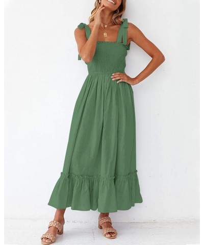 Summer Dresses 2023 Boho Maxi Ruffle Dresses Smocked Dress for Women 018-green $20.39 Dresses