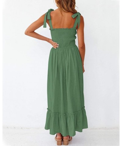 Summer Dresses 2023 Boho Maxi Ruffle Dresses Smocked Dress for Women 018-green $20.39 Dresses