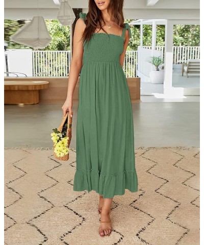 Summer Dresses 2023 Boho Maxi Ruffle Dresses Smocked Dress for Women 018-green $20.39 Dresses