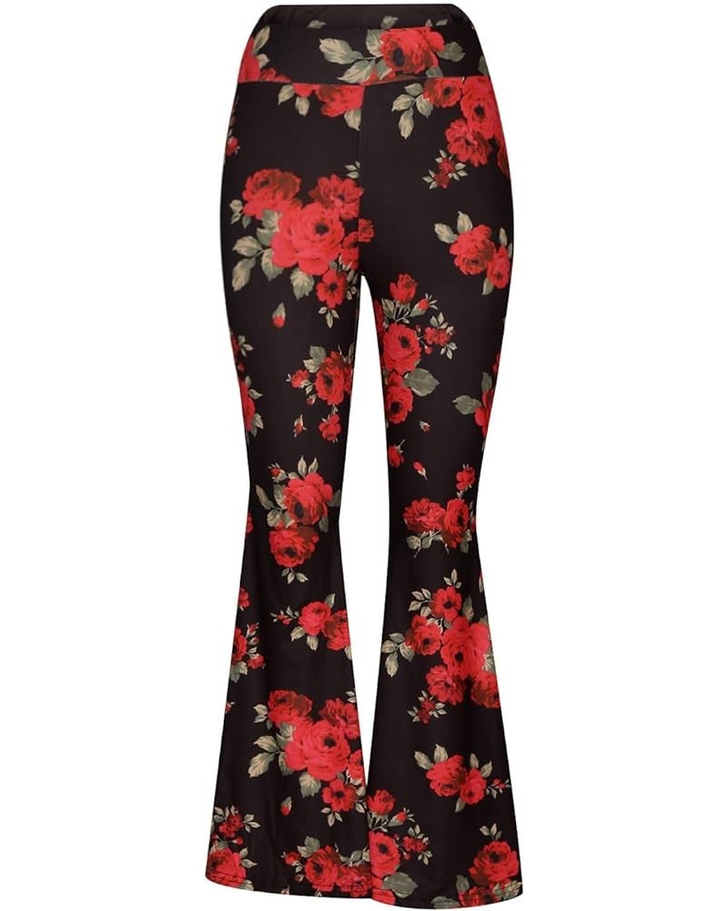 Boho Style Flare Leggings for Women High Waisted Tummy Control Dance Pants Fashion Bell Bottoms Red 5 $9.86 Leggings