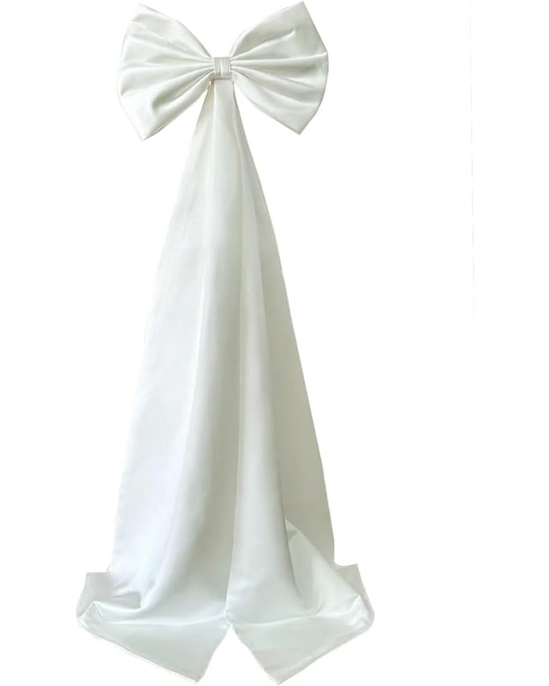 Detachable Large Bow for Women's Short Satin Prom Dress Elegant Sleeveless Dresses V Neck Bridesmaid Dress Ivory $19.77 Dresses