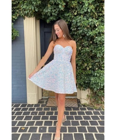 Sequin Short Homecoming Dresses for Teens Sparkly A Line Prom Dress Tight Cocktail Dresses Evening Gown with Pocket Orange $2...