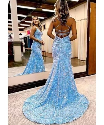 Women's Spaghetti Straps Sequin Prom Dresses Tight Long Mermaid 2024 Formal Evening Party Gowns Emerald Green $34.56 Dresses