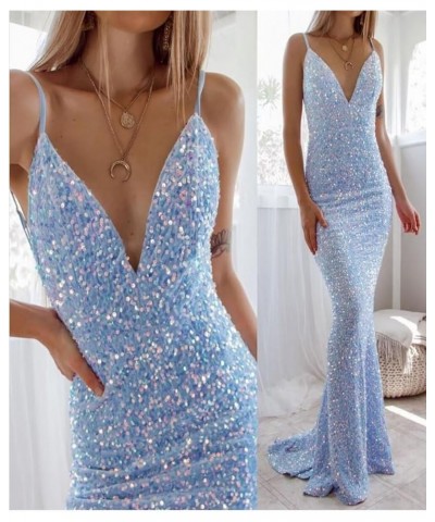 Women's Spaghetti Straps Sequin Prom Dresses Tight Long Mermaid 2024 Formal Evening Party Gowns Emerald Green $34.56 Dresses