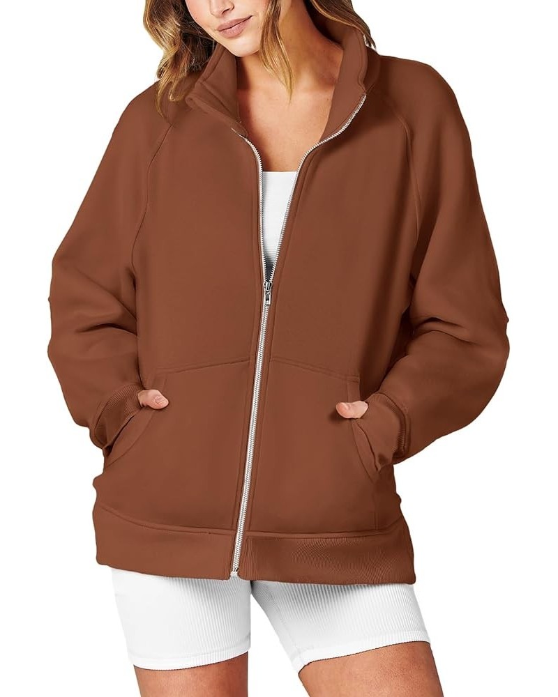 Women's Oversized Sweatshirts Long Sleeve Zip Up Fashion Trendy Sweatshirt Jackets Pullovers Cute Comfy Clothes Brown $17.48 ...