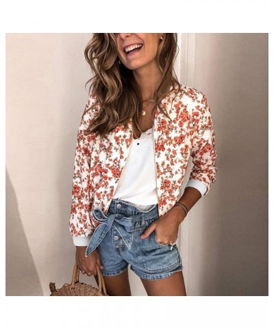 Outwear Retro Womens Jacket Zipper Up Floral Coat Ladies Casual Women's Coat Red Long Jackets for Women Red-a $9.48 Jackets