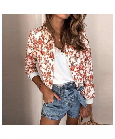 Outwear Retro Womens Jacket Zipper Up Floral Coat Ladies Casual Women's Coat Red Long Jackets for Women Red-a $9.48 Jackets