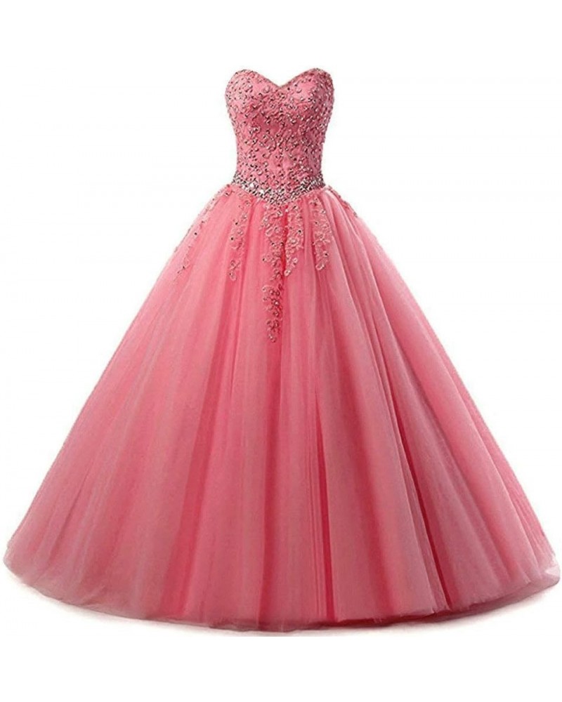 Women's Sweetheart Tulle Prom Ball Gown Quinceanera Dresses Coral $48.25 Dresses