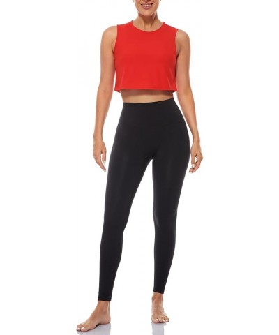 Women's Crewneck Crop Workout Tank Top - Athletic Running Yoga Tops Sleeveless T-Shirt Red $11.99 Activewear