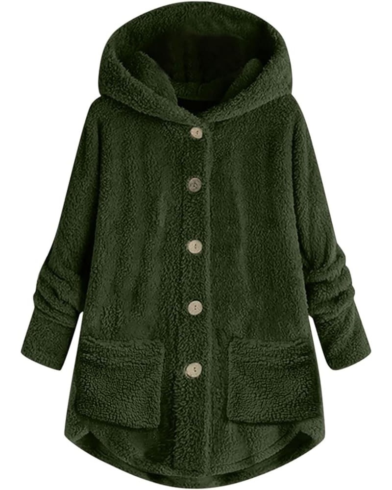 Fall Jacket For Woman,Women'S Fleece Sherpa Patchwork Jacket Cat Ears Hooded Hoodies Buttons Outwear Plush Jacket 2-green $12...