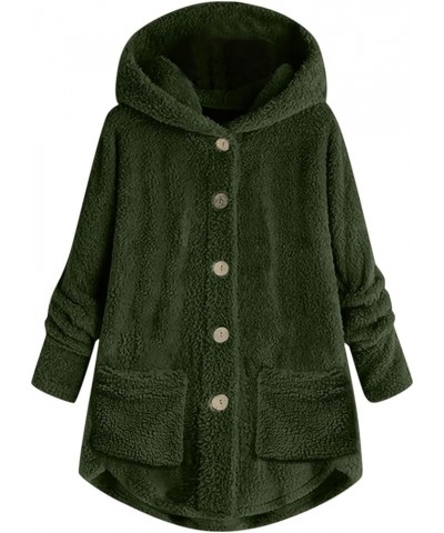 Fall Jacket For Woman,Women'S Fleece Sherpa Patchwork Jacket Cat Ears Hooded Hoodies Buttons Outwear Plush Jacket 2-green $12...