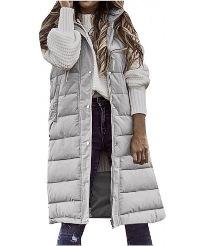 Puffer Vest for Women Long Quilted Down Jackets Vest With Hoodie Sleeveless Winter Padded Jacket Coat Puffy Outerwear Oversiz...