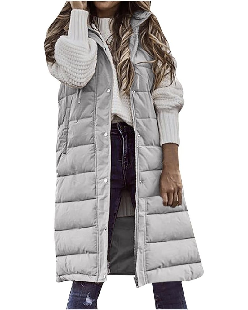 Puffer Vest for Women Long Quilted Down Jackets Vest With Hoodie Sleeveless Winter Padded Jacket Coat Puffy Outerwear Oversiz...