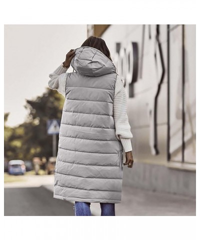 Puffer Vest for Women Long Quilted Down Jackets Vest With Hoodie Sleeveless Winter Padded Jacket Coat Puffy Outerwear Oversiz...