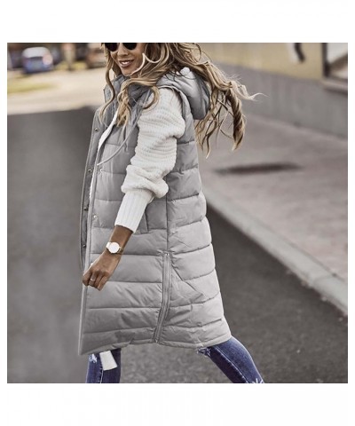 Puffer Vest for Women Long Quilted Down Jackets Vest With Hoodie Sleeveless Winter Padded Jacket Coat Puffy Outerwear Oversiz...