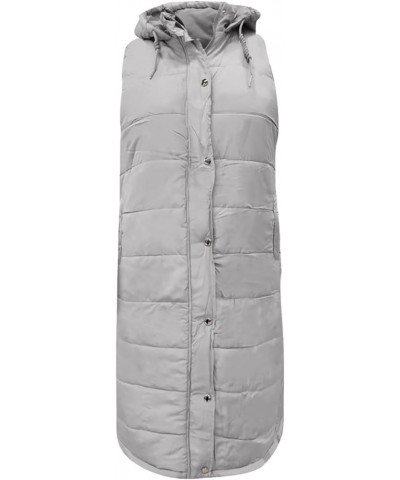 Puffer Vest for Women Long Quilted Down Jackets Vest With Hoodie Sleeveless Winter Padded Jacket Coat Puffy Outerwear Oversiz...