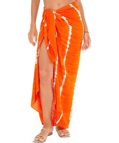 Womens Sarong Pareo Cover Up Bathing Suit Women Beach Wrap Long Pool Resort Skirt Orange/White $11.16 Swimsuits