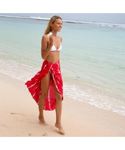 Womens Sarong Pareo Cover Up Bathing Suit Women Beach Wrap Long Pool Resort Skirt Orange/White $11.16 Swimsuits