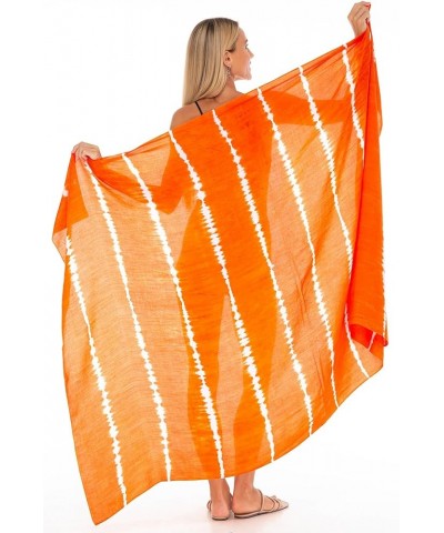 Womens Sarong Pareo Cover Up Bathing Suit Women Beach Wrap Long Pool Resort Skirt Orange/White $11.16 Swimsuits