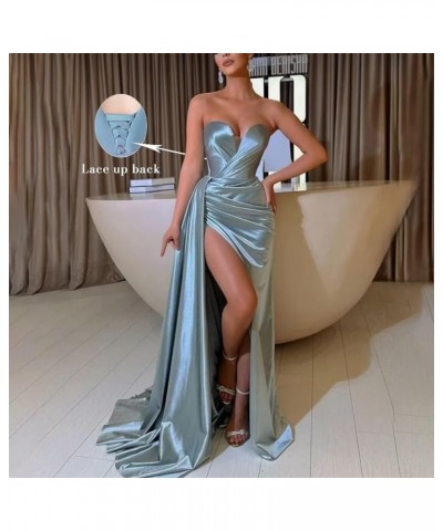 Sweetheart Prom Dresses Bodycon Simple Evening Prom Gown with Side Split Wedding Bridal Gown for Women Light Blue $43.15 Dresses