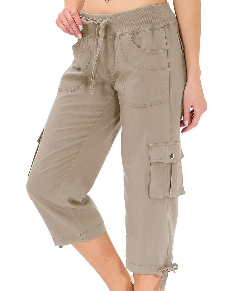 Womens Capris with Pockets Loose Fit Casual Capri Pants Dressy Lightweight Ladies Baggy Cargo Pants for Hiking Khaki $24.50 P...