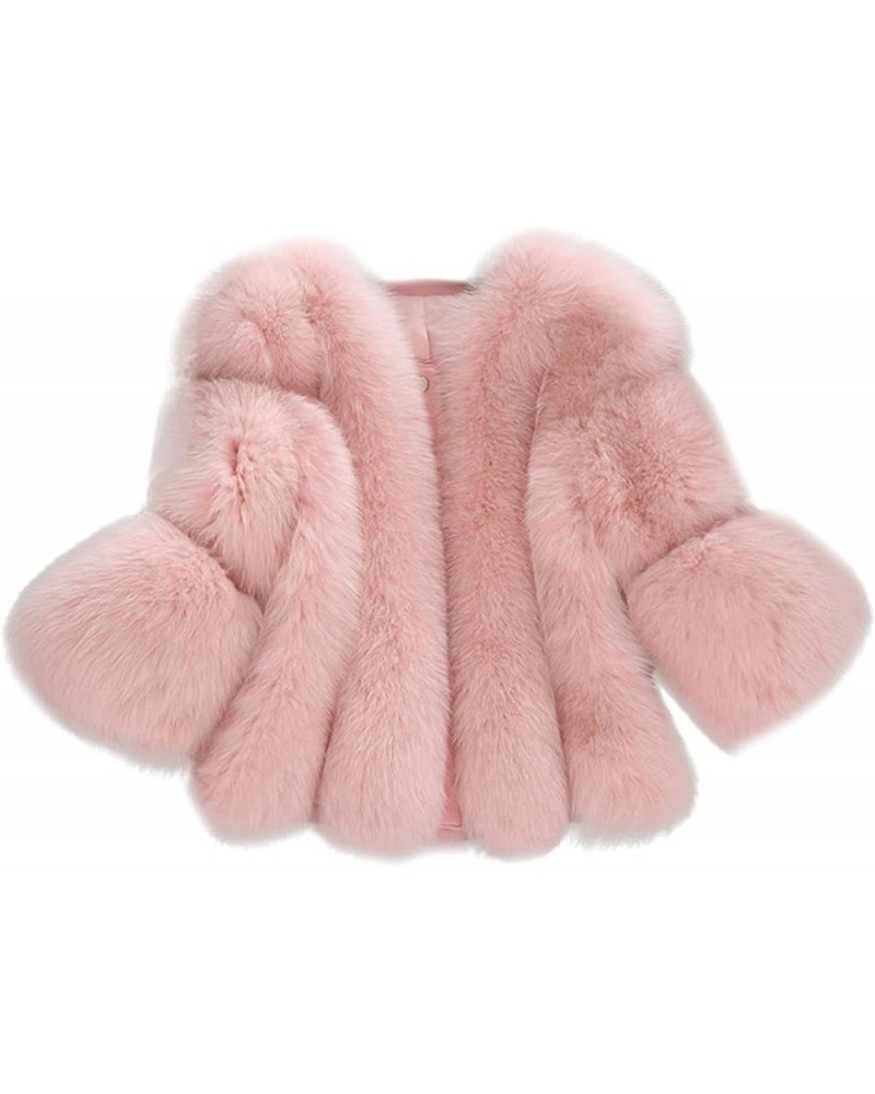 Winter Faux Fur Wedding Jacket, Luxury Winter Warm Fluffy Short Coat Long Sleeve Open Front Shawl Bolero Jacket 04pink $27.35...