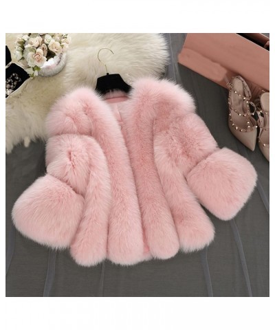 Winter Faux Fur Wedding Jacket, Luxury Winter Warm Fluffy Short Coat Long Sleeve Open Front Shawl Bolero Jacket 04pink $27.35...