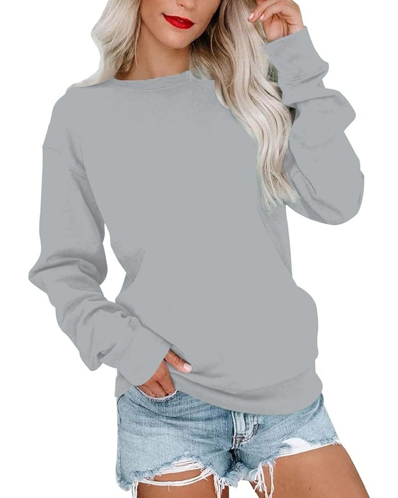 Women Sweatshirt Crew Neck sweaters Long Sleeve hoodies Block/Solid Casual Pullover Cute Lightweight Loose Tops 04-grey $7.01...