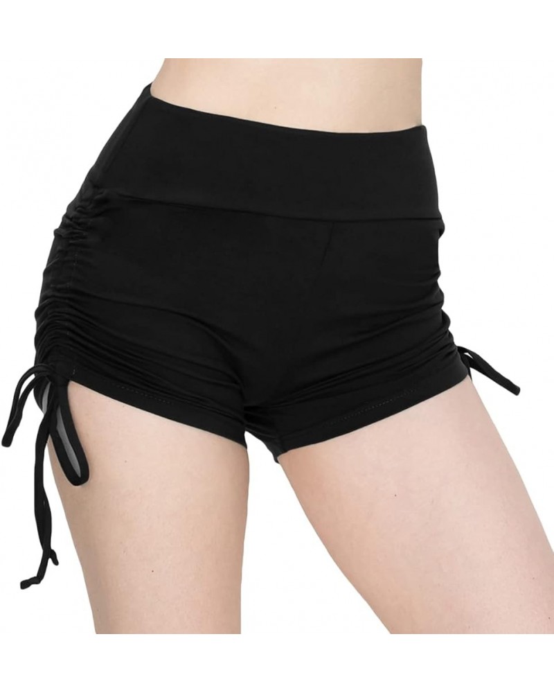 Women's Ribbed Yoga Shorts - Premium Soft High Waist Rib Knit Short Pants Shou128 / Black $11.17 Activewear