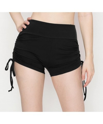 Women's Ribbed Yoga Shorts - Premium Soft High Waist Rib Knit Short Pants Shou128 / Black $11.17 Activewear