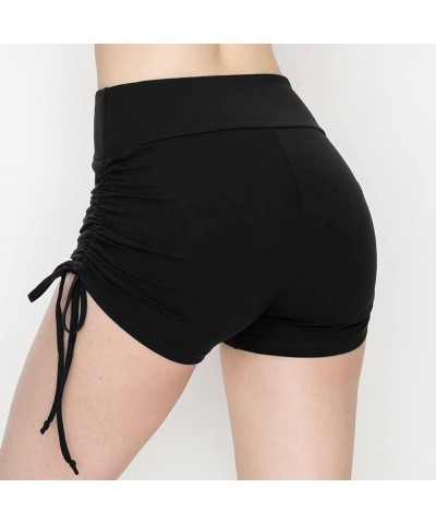 Women's Ribbed Yoga Shorts - Premium Soft High Waist Rib Knit Short Pants Shou128 / Black $11.17 Activewear