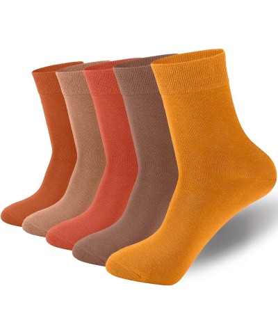 Womens 5 Pairs Cotton Crew Dress Socks,Comfort & Breathable, Colorful Above Ankle Socks, Shoe Size 6-10 Yellow + Orange + Pur...