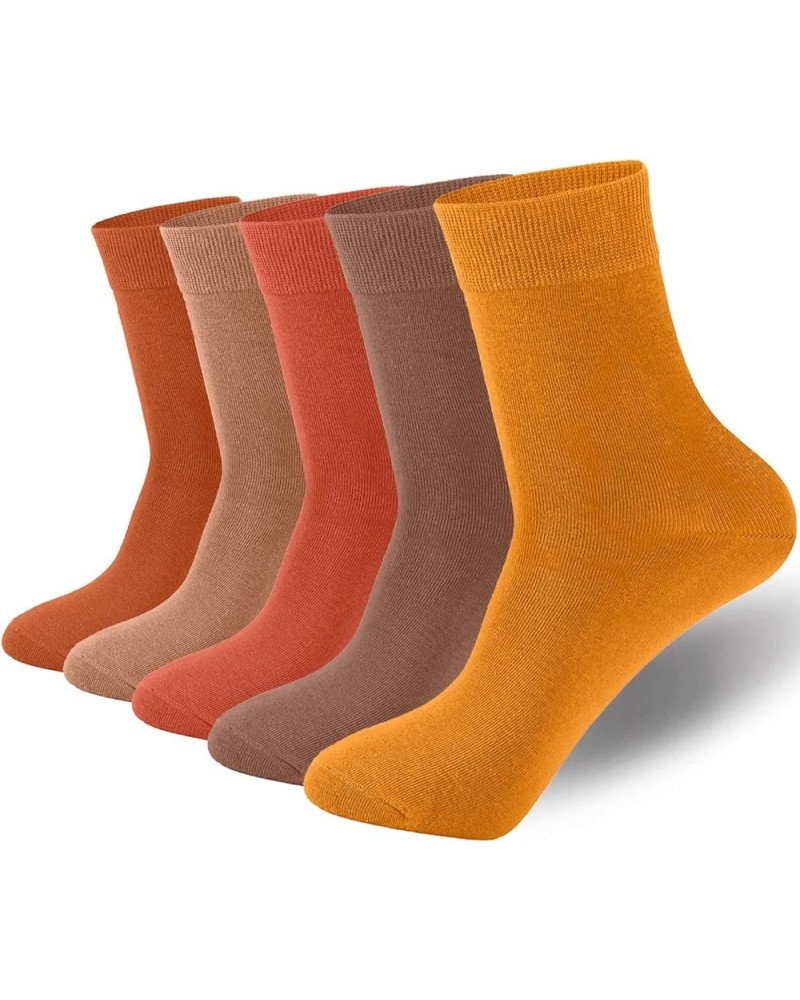 Womens 5 Pairs Cotton Crew Dress Socks,Comfort & Breathable, Colorful Above Ankle Socks, Shoe Size 6-10 Yellow + Orange + Pur...