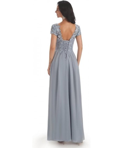 Short Sleeves Lace Appliques Mother of The Bride Dresses for Wedding Chiffon A-Line Long Formal Dress Sage Green $37.40 Dresses