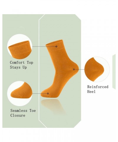 Womens 5 Pairs Cotton Crew Dress Socks,Comfort & Breathable, Colorful Above Ankle Socks, Shoe Size 6-10 Yellow + Orange + Pur...