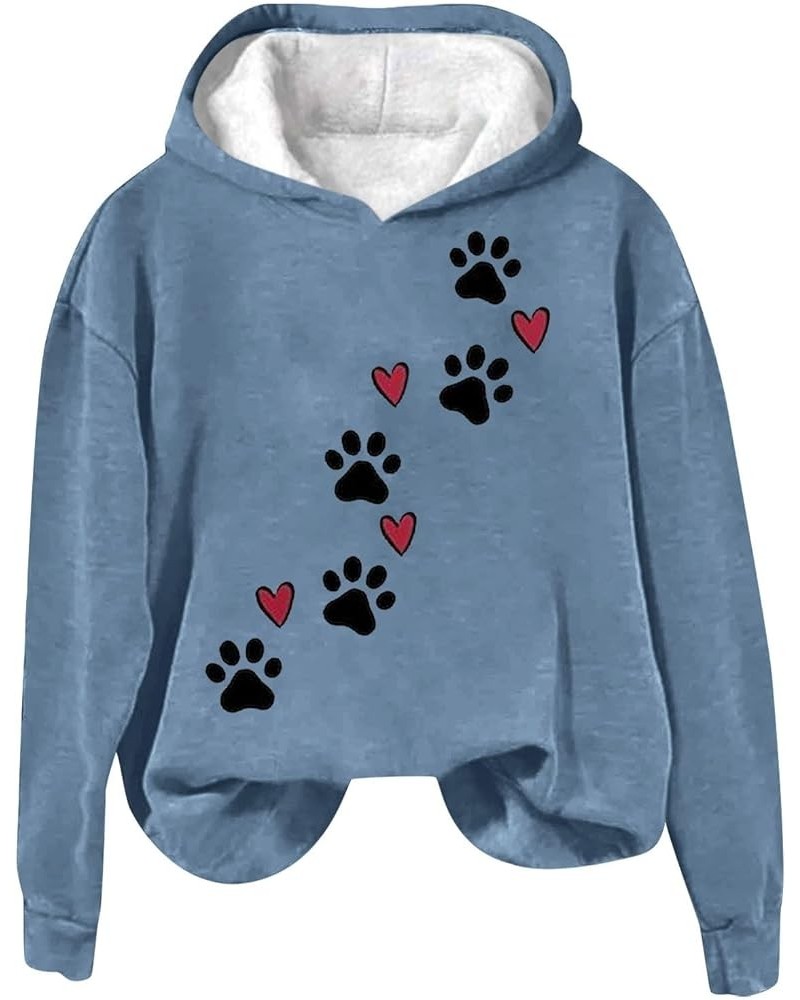 Women's Oversized Fleece Hoodies Casual Cute Love Heart Dog Paw Print Sweatshirts 2023 Winter Fashion Long Sleeve Sweaters 1b...