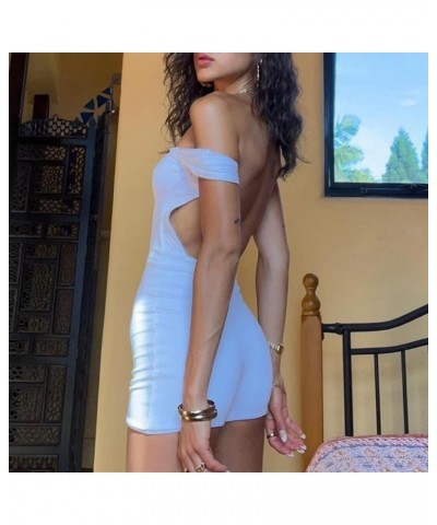 Womens Sexy Short Sleeve Bodycon Jumpsuit Backless Hollow Out Rompers Shorts One Piece Bodysuit Overall A-white $10.07 Rompers