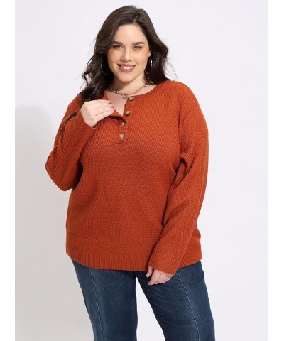 Plus Size Sweaters Women's Long Sleeve Pullover Sweater Crewneck Knitted Tops Winter XL-5XL 38-caramel $26.99 Sweaters