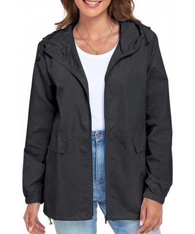 Women's Lightweight Raincoat Waterproof Packable Outdoor Windproof Hooded Active Rain Jacket S-XXL Black $17.35 Coats