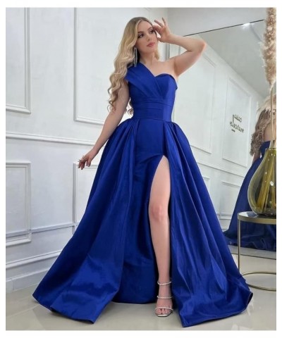 Women's One Shoulder Prom Dresses with Slit Long Satin Formal Ball Gowns A Line Evening Party Dresses for Women Teal $33.44 D...