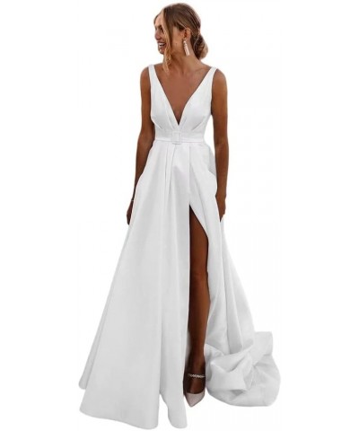 Long Puffy Wedding Dresses for Bride Elegant Bridal Gown with Train Summer Beach Wedding Dress A-white $65.36 Dresses